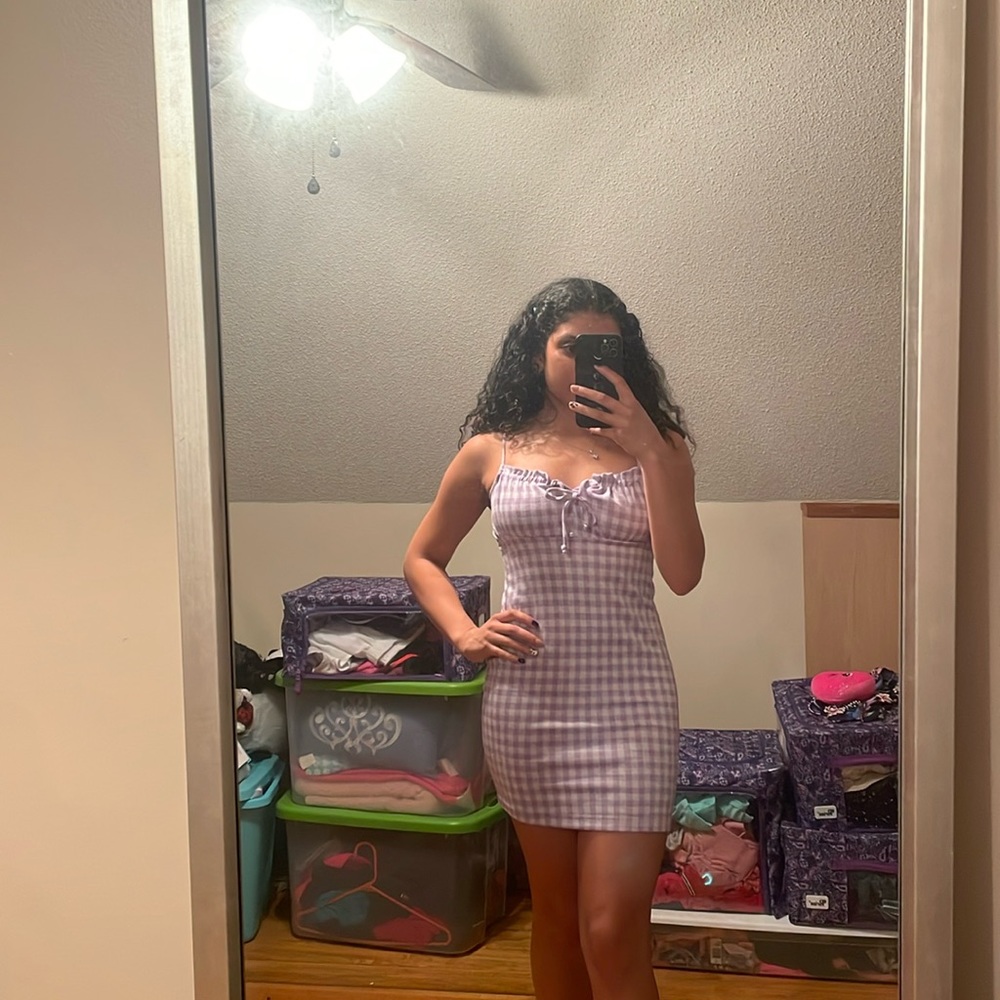 Rue21 Purple Gingham Tight Mini Dress